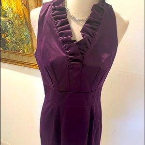 Taylor Purple Ruffle V Neck Fitted Party Dress 10